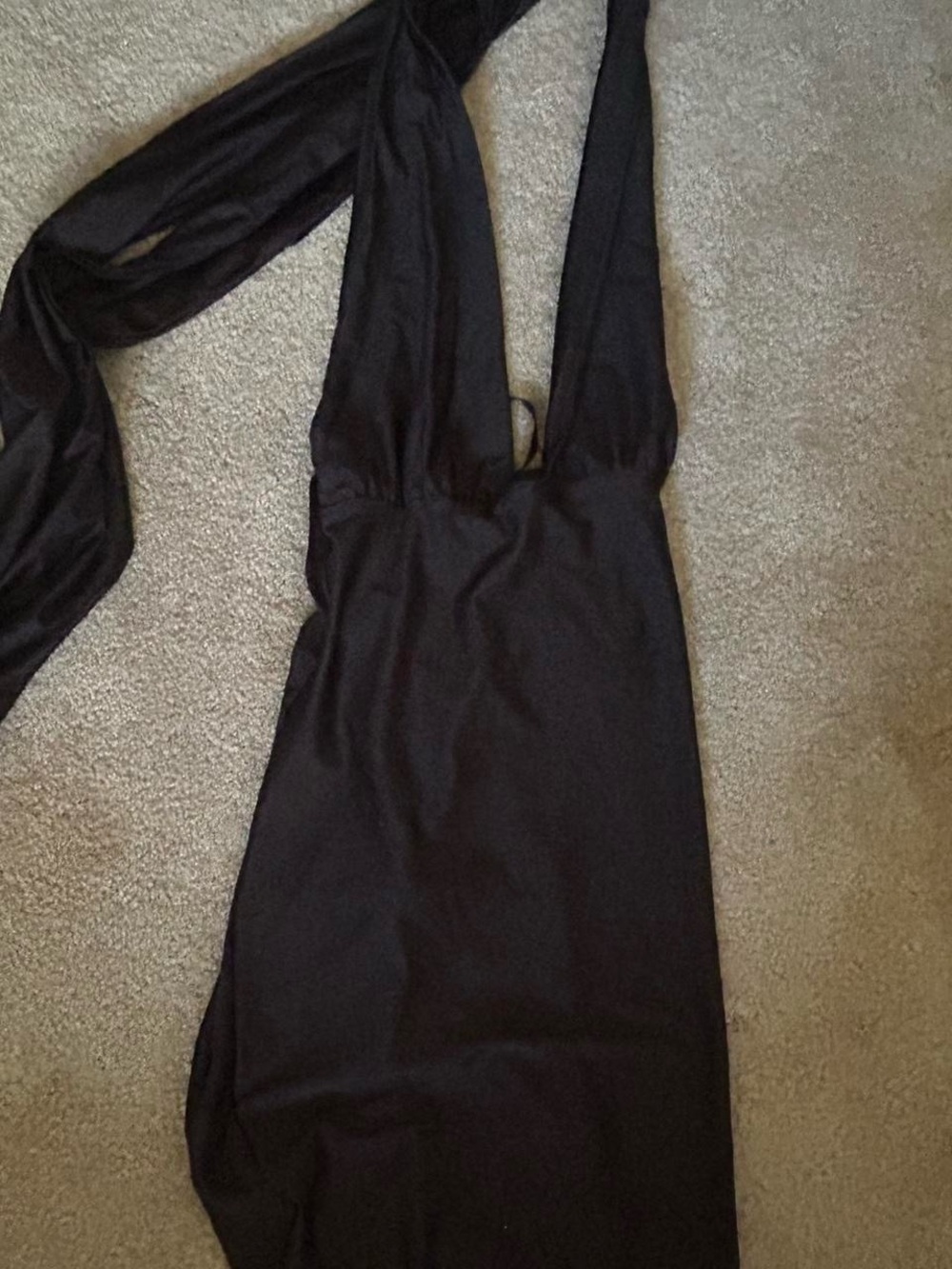 Windsor Black Plunging V-Neck Prom Gown with High Thigh Slit - Picture 3 of 4